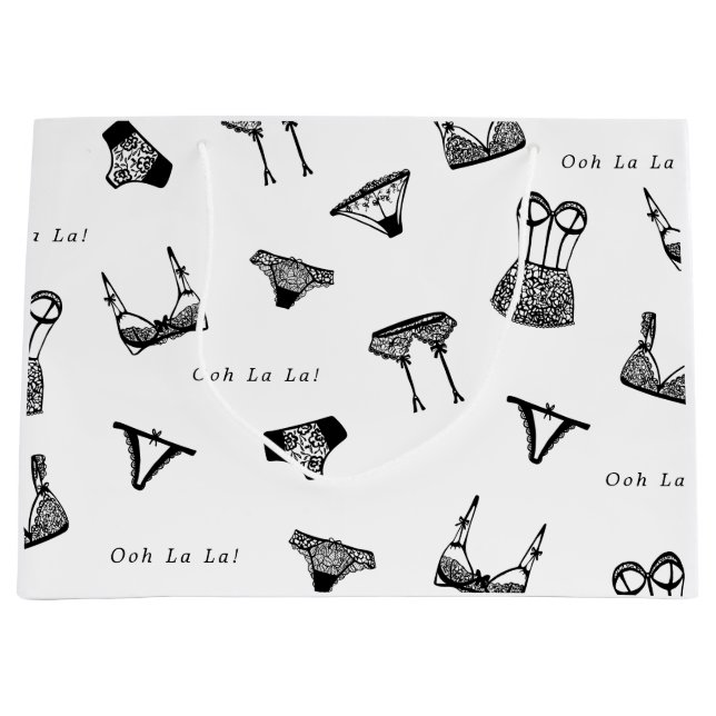 Grand Sac Cadeau Modern Brush Script Lingerie Shower de Mariage (Devant)
