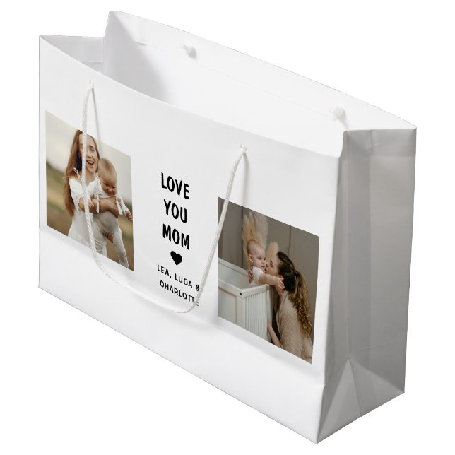 Grand Sac Cadeau Modern Personalized Photo Gift for Mom (Devant Angle)