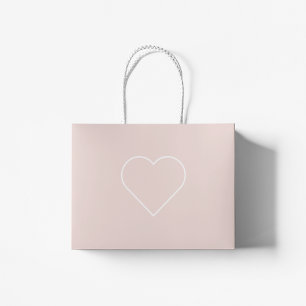 Grand Sac Cadeau Moderne Pastel Rose & Coeur Minimaliste Beau Cadea