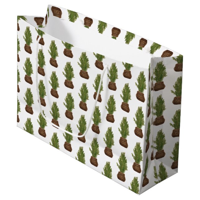 Grand Sac Cadeau Moderne Russe Aquarelle Noël Arbre de Noël (Devant Angle)