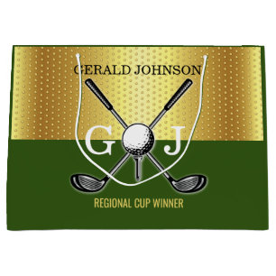 Grand Sac Cadeau Monogramme de golf élégant personnalisé minimalist