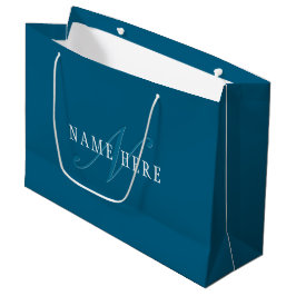 Grand Sac Cadeau Monogramme élégant | Bleu océan
