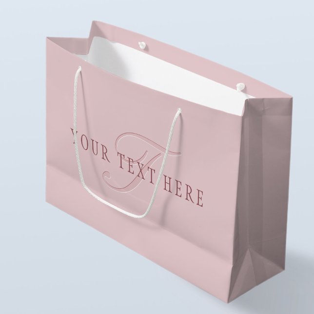 Grand Sac Cadeau Monogramme élégant | Or rose (Créateur téléchargé)