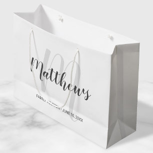 Grand Sac Cadeau Monogramme et nom de famille personnalisés par