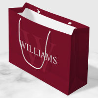 Monogramme et nom personnalisé Bourgogne rouge