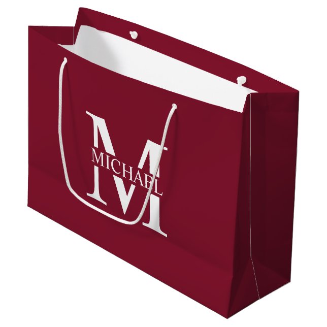 Grand Sac Cadeau Monogramme et nom personnalisés (Devant Angle)