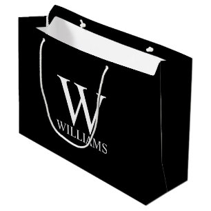 Grand Sac Cadeau Monogramme et nom personnalisés en noir