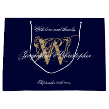 Monogramme Marine Bleu & Or Mariage élégant