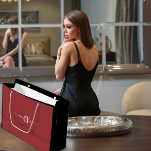 Grand Sac Cadeau Monogramme Nom Haricot Rouge Mariage Douzième Céré