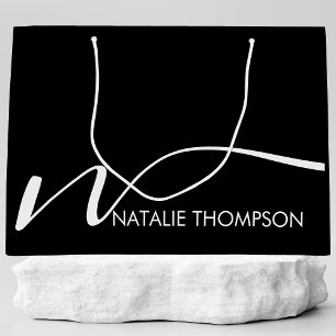 Grand Sac Cadeau Monogramme personnalisé avec nom Cool noir