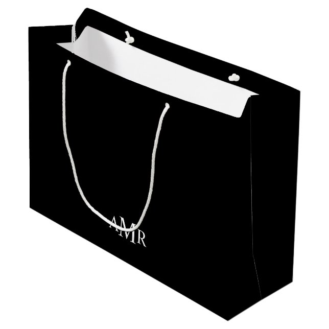 Grand Sac Cadeau Monogramme personnalisé classique (Devant Angle)
