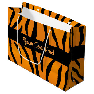 Grand Sac Cadeau Monogramme personnalisé Frappes de tigres sauvages