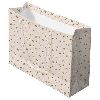 Grand Sac Cadeau Monogramme rose doux minimaliste