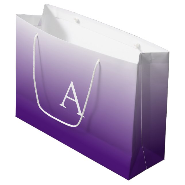 Grand Sac Cadeau Monogramme simple | Purple Ombre (Devant Angle)