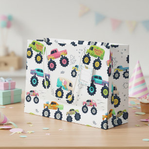 Grand Sac Cadeau Monster Trucks Aquarelle Colorés