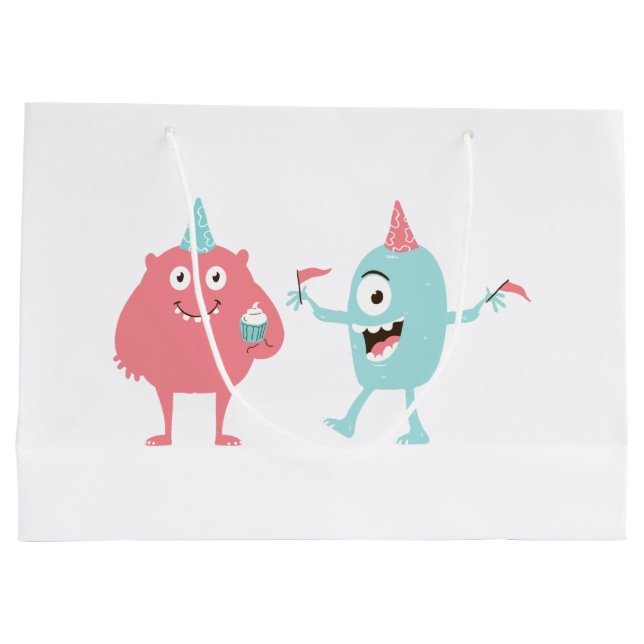 Grand Sac Cadeau Monstres de fête amusants (Dos)