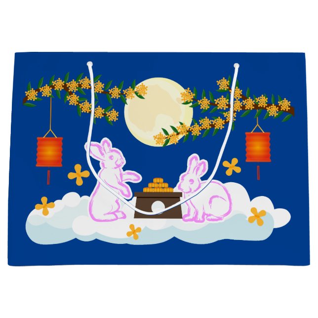 Grand Sac Cadeau Moon Rabbit Mooncake Osmanthus (Devant)