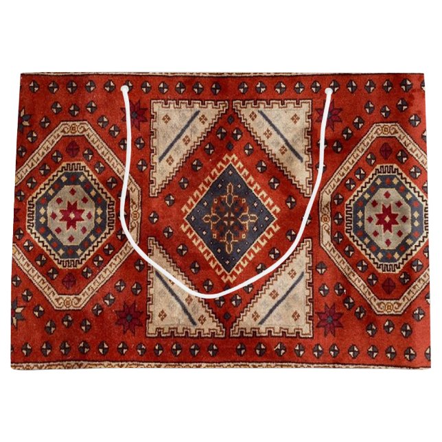 Grand Sac Cadeau Moquette orientale turque perse rouge (Devant)