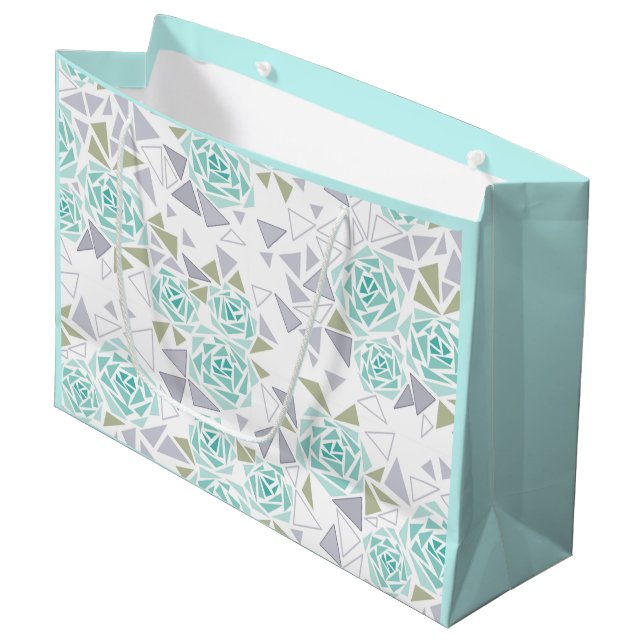 Grand Sac Cadeau Mosaïque, fleurs (Devant Angle)