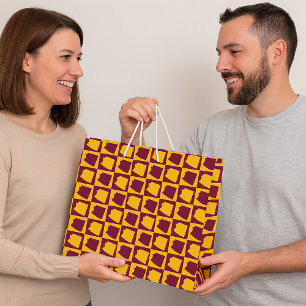 Grand Sac Cadeau Motif à carreaux Marron et Or de l'Arizona