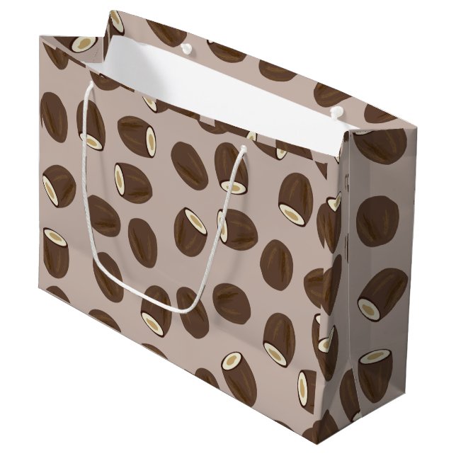 Grand Sac Cadeau Motif à la noix de coco (Devant Angle)