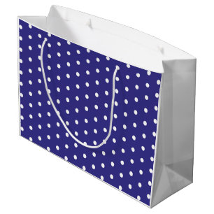 Grand Sac Cadeau Motif à points Polka bleu et blanc