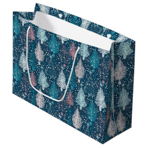 Grand Sac Cadeau Motif Abstrait des arbres de Noël
