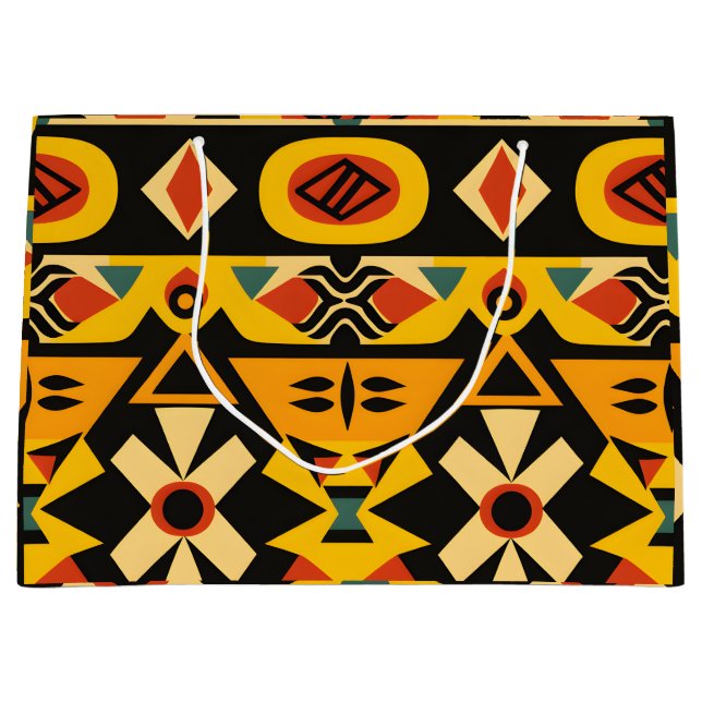Grand Sac Cadeau Motif africain dynamique (Devant)