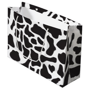 Grand Sac Cadeau Motif animal à tache de vache noire et blanche