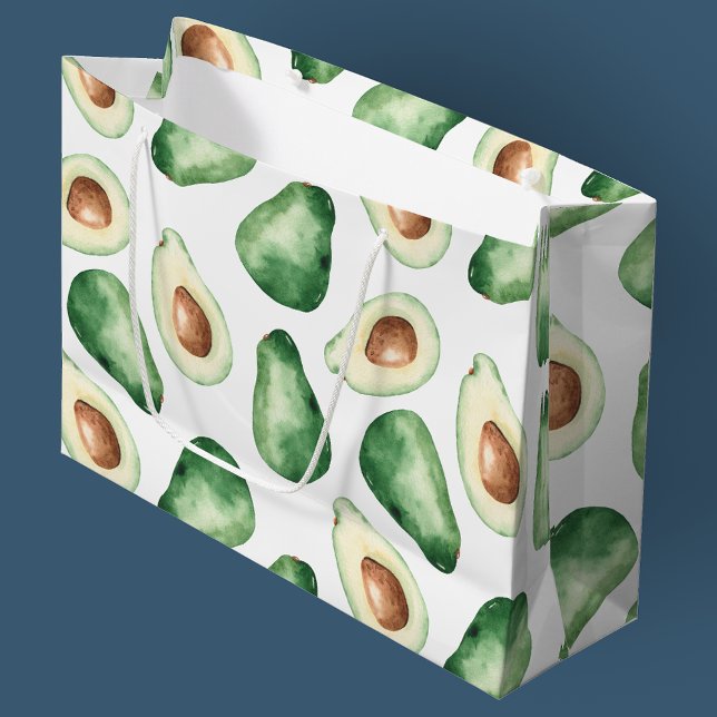 Grand Sac Cadeau Motif Aquarelle Avocado (Créateur téléchargé)