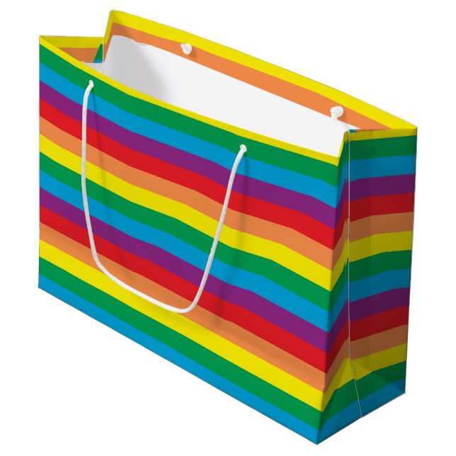 Grand Sac Cadeau Motif arc-en-ciel simple (Devant Angle)