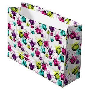 Grand Sac Cadeau Motif au néon de vernis à ongles