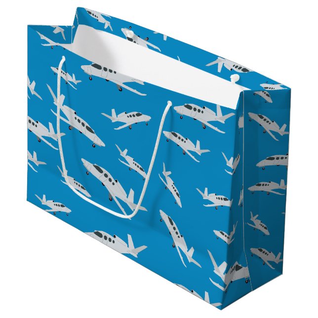 Grand Sac Cadeau Motif avion à réaction (Devant Angle)