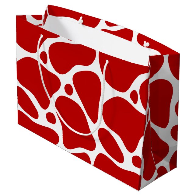 Grand Sac Cadeau Motif blanc et rouge Giraffe (Dos Angle)