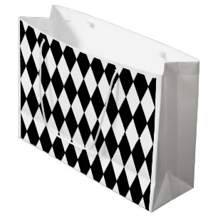 Grand Sac Cadeau Motif blanc noir de harlequin