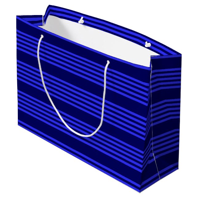 Grand Sac Cadeau Motif bleu cinq bandes (Dos Angle)