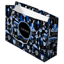Grand Sac Cadeau Motif bleu de pêche personnalisé