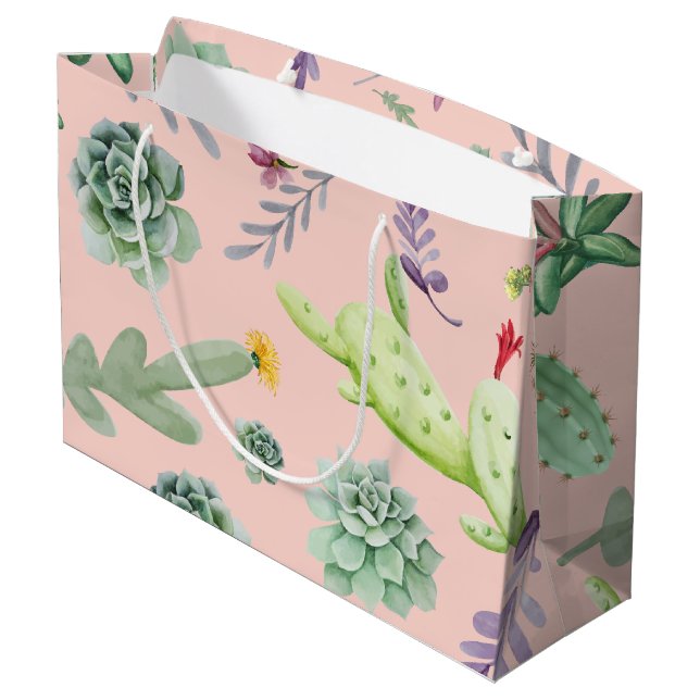 Grand Sac Cadeau Motif Cactus 8 (Dos Angle)