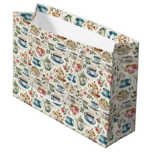 Grand Sac Cadeau Motif carrelé à thé mignon