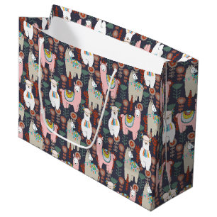 Grand Sac Cadeau Motif coloré de lamas