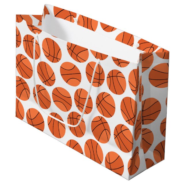 Grand Sac Cadeau motif cool de basket-ball carrelé (Devant Angle)