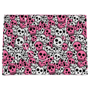 Grand Sac Cadeau Motif crâne gothique rose Imprimer