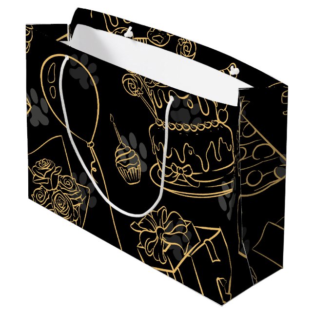 Grand Sac Cadeau Motif d'anniversaire de l'or noir (Dos Angle)