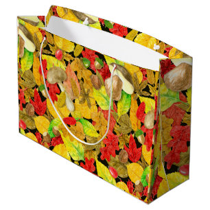 Grand Sac Cadeau Motif d'automne aquarelle