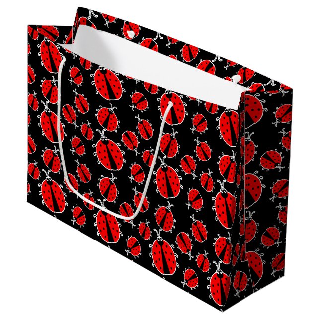 Grand Sac Cadeau motif de bug dame carrelée mignonne (Devant Angle)