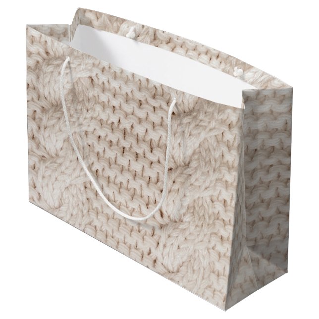 Grand Sac Cadeau Motif de câble (Dos Angle)