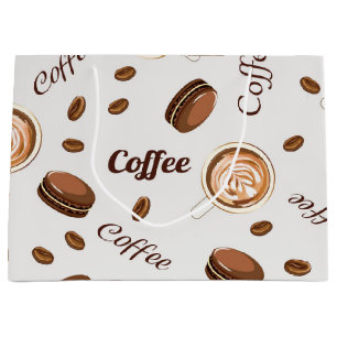 Grand Sac Cadeau Motif de café
