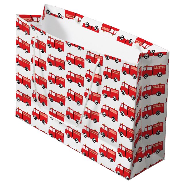 Grand Sac Cadeau Motif de camion-feu rouge (Devant Angle)