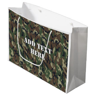 Grand Sac Cadeau Motif de camouflage vert militaire