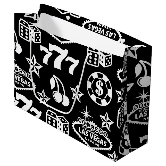 Grand Sac Cadeau Motif de casino (Devant Angle)
